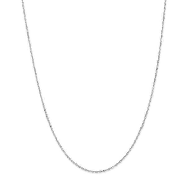 1mm 14k White Gold Diamond Cut Singapore Chain Necklace, 18 Inch - Picture 1 of 8